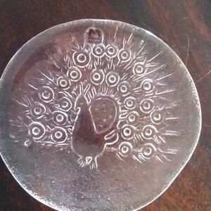 Muurla Finland glass peacock plates set of 4